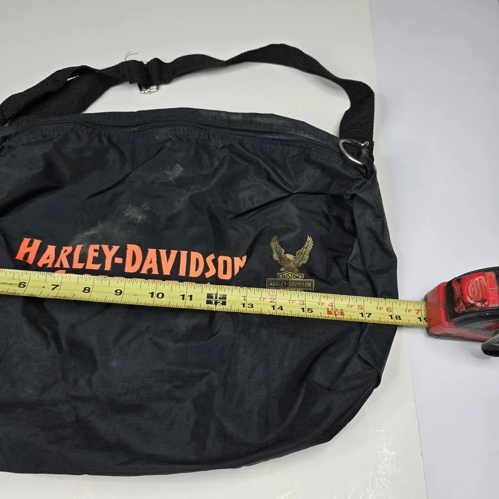 Vintage 90s Harley Davidson Cigarettes Duffel Bag Packable Black Nylon Travel